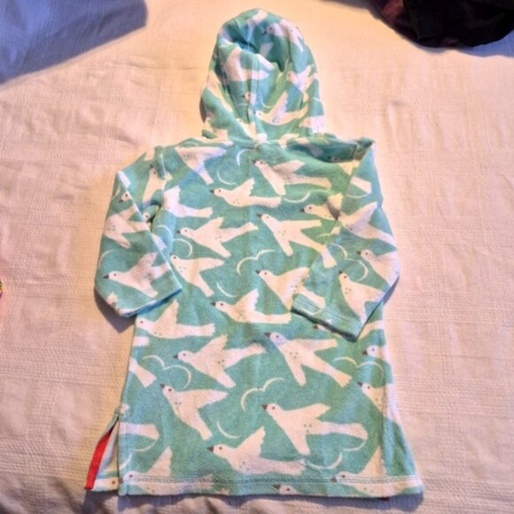 Mini Boden girls size 2-3 years towelling throw on hoodie mint & white VGUC - Picture 3 of 5